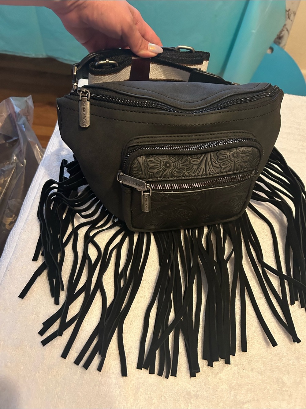 Montana West Black Fringe Crossbody Purse